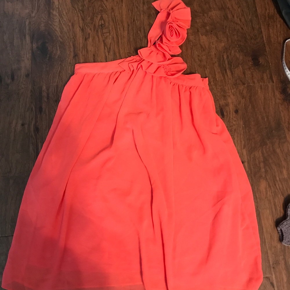 NWOT- bright coral one shoulder dress